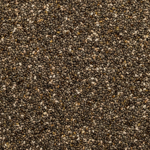 Close up of black organic chia seeds.