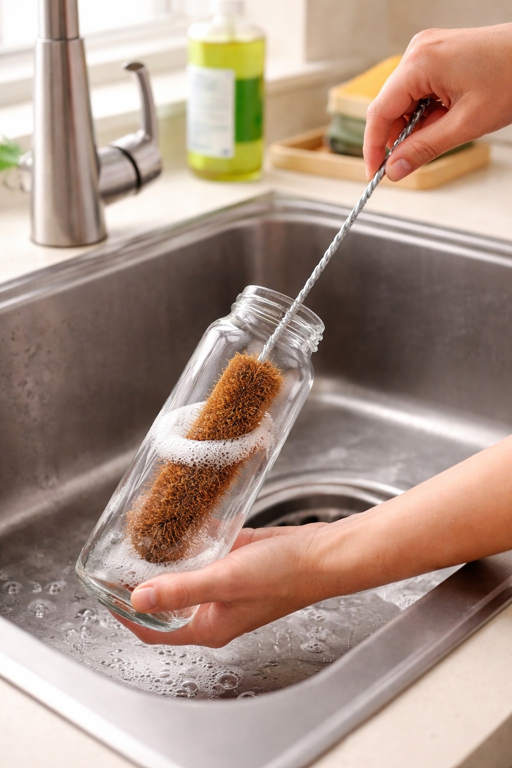 Coconut Bottle Brush 25 cm – Durable, Non-Scratch Cleaning for Bottles & Containers