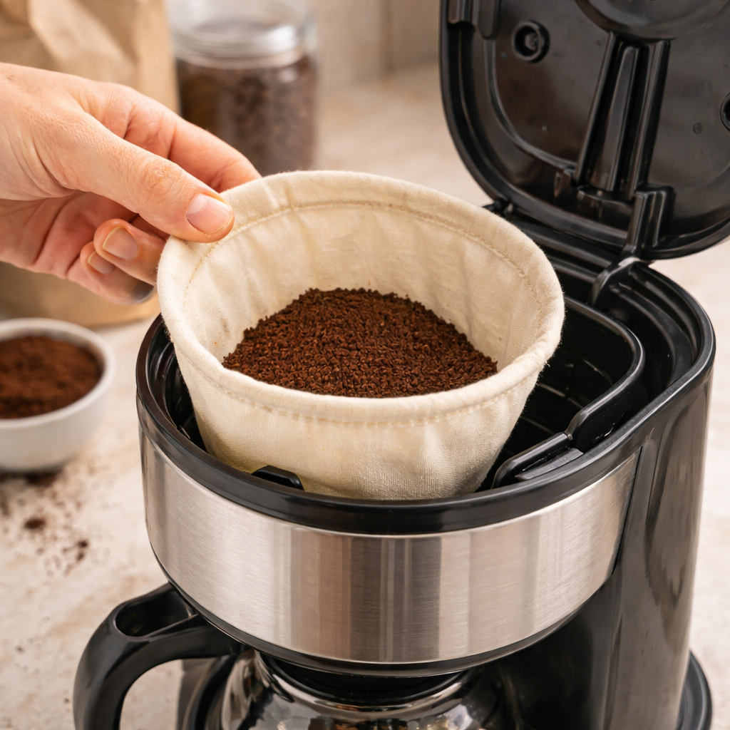 Reusable Organic Cotton Coffee Filter – Eco-Friendly Alternative to Paper Filters (Size 4)